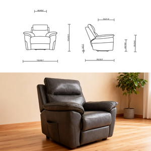 Sillón Reclinable Eléctrico Moderno para Adultos Mayores, Reclinación Total, Cuero, Masaje, Calefacción, Reposapiés Extendido, Control Remoto Inalámbrico - Product Image 4