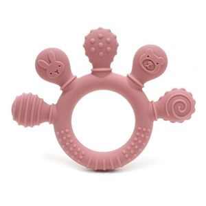 Vente chaude : hochet de dentition rond unisexe en silicone de qualité alimentaire biologique, sans BPA, apaisant pour les douleurs de dentition du bébé, pour 0-24 mois - Product Image 5