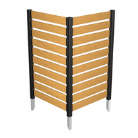 Panneau de brise-vue en bois personnalisable avec piquet métallique pour climatiseur, clôture extérieure à lattes, étanche, résistant aux UV, modélisation 3D