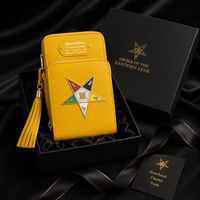 Tas Dompet Wanita Kulit PU Desain Timur Warna-warni Custom Grosir dengan Ritsleting dan Aksen Masonik untuk Penggunaan Sehari-hari