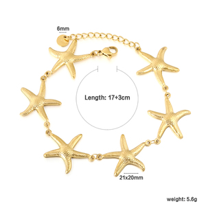 Pulsera con Colgante de Estrella de Mar en Acero Inoxidable Chapado en Oro de 18K para Mujer, Cadena Delicada con Estrella de Cinco Puntas de Inspiración Oceánica - Product Image 2