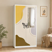 Armoire de rangement en acier démontable à 2 portes, montage facile, pour vêtements, durable
