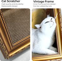 Peinture à l'huile double face moderne de chat célèbre, griffoir pour chat en forme de maison, cadre en bois, style vintage