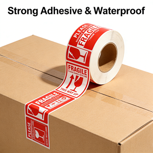 Etiquetas Adhesivas <span class=keywords><strong>de</strong></span> <span class=keywords><strong>Advertencia</strong></span> <span class=keywords><strong>de</strong></span> Frágil para Cristalería, Formas Personalizables, Material Acrílico, Adhesivo Fuerte, Etiquetas <span class=keywords><strong>de</strong></span> Código <span class=keywords><strong>de</strong></span> Barras Anti-Falsificación - Product Image 1