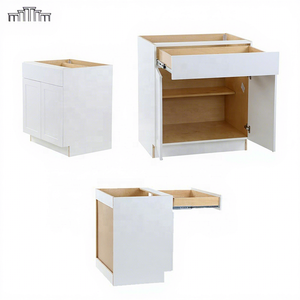 Projet de vente en gros paquet plat MDF peinture blanche tiroir plat Shaker base de porte armoires de cuisine avec charnières et patins à fermeture en douceur DTC - Product Image 1