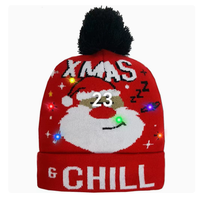 Cappello Natalizio in Maglia Acrilica di Alta Qualità con Luci LED, Cappello di Babbo Natale Luminoso per Adulti e Bambini