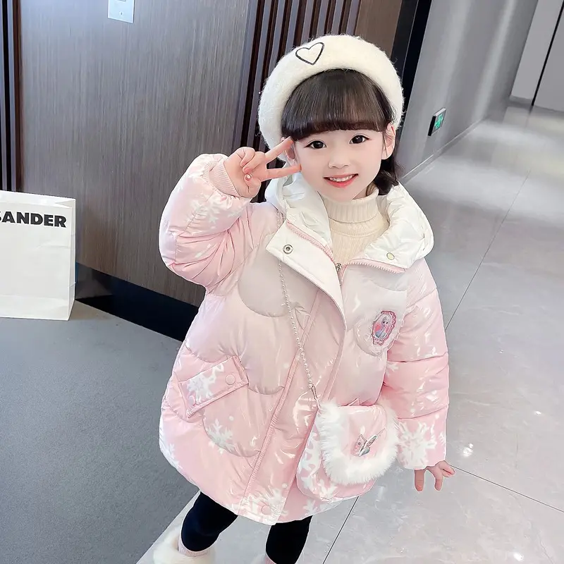 Kinderfreizeit-Druckmantel Kinderkleidung Großhandel Kind Mädchen Daunen-Wintermantel Oberbekleidung Winter Baumwollkleidung