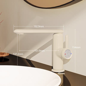 Grifo de Lavabo Blanco Lechoso de Cobre Macizo, Grifo Monomando de Agua Fría y Caliente con Doble Control y Rotación, Grifo de Lujo para Baño - Product Image 3