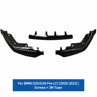Splitter Bumper Depan Mobil G20 G28 Gloss Black Carbon Fiber Look Spoiler Dagu Depan untuk BMW Seri 3 G20 G28 2020-2022