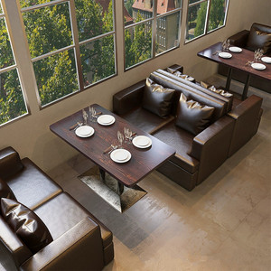 Ensemble de table et chaises de style rétro pour restaurant, café, bar, salon, idéal pour les restaurants de hamburgers et les salons de desserts - Product Image 2