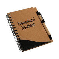 Carnet promotionnel personnalisé en cuir PU A5 avec spirale, stylo et pages en papier, vente en gros