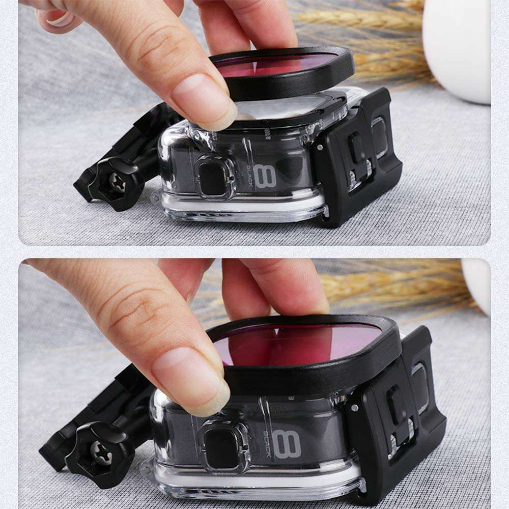 HONGDAK Gopros Hero 9/hero 10 Waterproof case with 3PCS Red Pink Purple Filter Lens