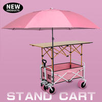 Chariot de Vente Pliant à Quatre Roues pour Vendeurs Ambulants, Table Réglable en Hauteur, Mobile, Portable, pour Camping et Extérieur