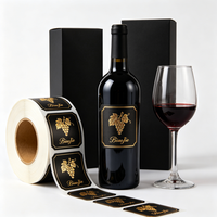 Étiquette autocollante en papier aluminium gaufré avec logo personnalisé, imperméable, pour l'emballage des bouteilles de vin rouge, de whisky, de vodka et de bière