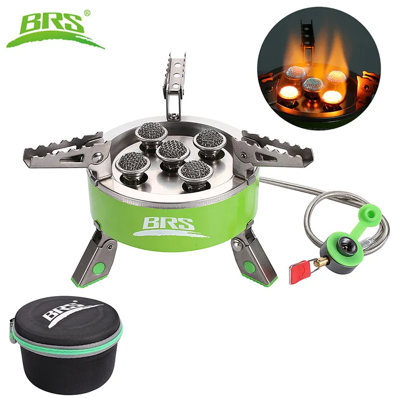 BRS-75 Portable 7000W Power Outdoor Stove Camping Picnic BBQ Gas Stove With Five Burner Outdoor Survival Cooking Equipment