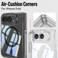 Coque de téléphone magnétique transparente pour iPhone Duo avec béquille intégrée, protection intégrale, antichoc, airbag, anti-chute