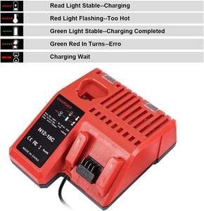 QIYUN <span class=keywords><strong>Chargeur</strong></span> <span class=keywords><strong>Rapide</strong></span> Remplacement pour <span class=keywords><strong>Milwaukee</strong></span> pour M12 M14 pour M18 12V-18V Lithium-Ion Modèles de Batterie 48-11-1840 48-114 -2420 - Product Image 5