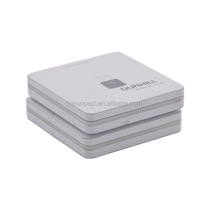 Durable white square embossed Hinged Lid Cigarette tin box
