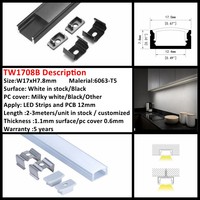 Vente en gros de profilés linéaires en aluminium pour bande LED W17XH08mm, éclairage linéaire à montage en surface, profilés LED-Einbauprofil
