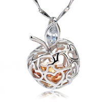 925 Silber Modeschmuck Bernstein Zirkon Apfel förmige Medaillon Anhänger