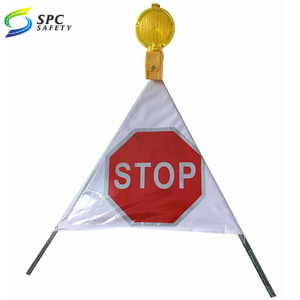 EU Baustelle Tragbare Roll-up Faltbare Gefahren erinnerung Reflektierende Sicherheits warnung Markierung szelt Stativ Straßen verkehrs zeichen - Product Image 4
