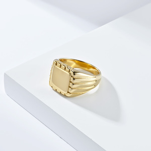 Minimalist Unisex Square Titanium Steel <b>Ring</b> Gold Black Silver Daily Wear Jewelry - Product Image 3