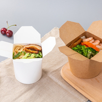 Emballage de qualité alimentaire bols à nouilles en papier kraft à paroi unique bols en papier avec logo personnalisé boîte à déjeuner pour riz frit et autres repas