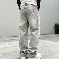 Pantalon en jean ample coupe droite délavé style vintage pour homme – Fabrication sur mesure