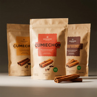 Sachet debout refermable imprimé personnalisé Cannelle Sacs d'emballage d'épices d'herbes en poudre d'assaisonnement alimentaire avec fenêtre transparente