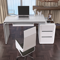 Escritorio Modular Moderno de Madera Blanca para Laptop, para Oficina en Casa o Estudio Pequeño, con Acabado Lacado Simple