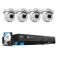 Système de caméra de sécurité PTZ 8 canaux 4COVR avec disque dur 5MP PoE IP AI, panoramique/inclinaison/zoom, grand angle, audio bidirectionnel, surveillance couleur intégrale