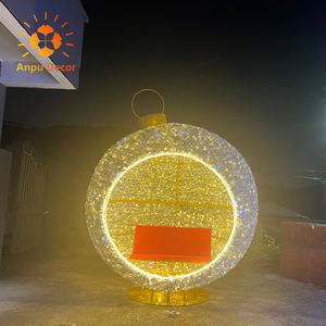 Iluminación <span class=keywords><strong>de</strong></span> arco <span class=keywords><strong>de</strong></span> bola Led <span class=keywords><strong>gigante</strong></span> 3D para decoración <span class=keywords><strong>de</strong></span> calles comerciales, esferas navideñas grandes para exteriores con luces para Centro Comercial - Product Image 4