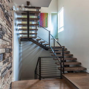 Escalera Interior Dúplex Recta <span class=keywords><strong>de</strong></span> Estilo Industrial Minimalista <span class=keywords><strong>de</strong></span> Lujo y Kits <span class=keywords><strong>de</strong></span> <span class=keywords><strong>Escaleras</strong></span> Modulares con Peldaños <span class=keywords><strong>de</strong></span> Madera - Product Image 1