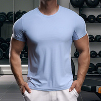 T-shirt de sport pour homme, séchage rapide, respirant, en nylon, manches courtes, élastique, pour la gym et l'entraînement