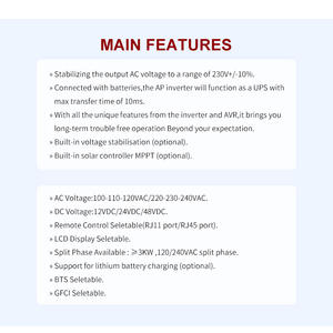 Convertisseur onduleur à onde sinusoïdale pure 1000W 12V/24V DC <span class=keywords><strong>220V</strong></span> 110V pour <span class=keywords><strong>camping</strong></span>-<span class=keywords><strong>car</strong></span> camions RV <span class=keywords><strong>chargeur</strong></span> onduleur toroïdal basse fréquence 1Kw - Product Image 6