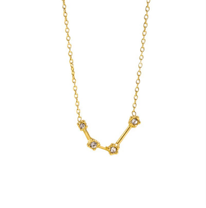 Ins phong cách thép không gỉ 12 dấu hiệu hoàng đạo với kim cương Studded Mặt dây chuyền xương đòn Chuỗi vòng cổ - Product Image 1