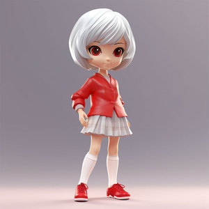 Figura de dibujos animados de niña de pelo blanco moldeada por inyección de PVC, muñeca de anime de plástico, producto terminado para niñas - Product Image 3