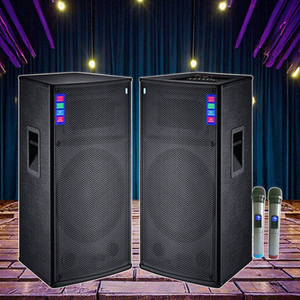 大型サウンド 15インチ 150W×2 アウトドア アクティブ プロフェッショナル ステージ ペア スピーカー サウンドシステム ワイヤレスマイク2本付き ステージパフォーマンス用 - Product Image 1