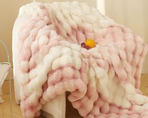 Manta acolchada de franela a cuadros moderna nueva <span class=keywords><strong>piel</strong></span> de conejo de imitación de burbuja teñida Zari - Product Image 4