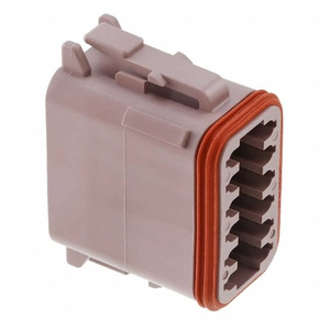 DT06-12SDHousing para terminales hembra, 12 posiciones, <span class=keywords><strong>359</strong></span> pulgadas (9,12mm), línea central, sellable, marrón, alambre y Cable - Product Image 1