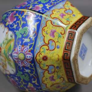 Qing <span class=keywords><strong>Yong</strong></span> Zheng แจกันเซรามิกโบราณ,แจกันโบราณเคลือบสีฟ้าทรงหกเหลี่ยมลายครามคอลเลกชันโบราณ - Product Image 4