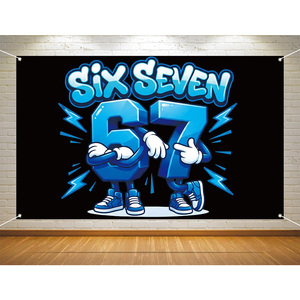 Divertido Fondo de Pantalla Personalizable para Fiesta de Cumpleaños de 6 o 7 <span class=keywords><strong>A</strong></span>ños con Diseño de Meme, Decoración de Pared para Niños, Banner de Fondo 67 - Product Image 1