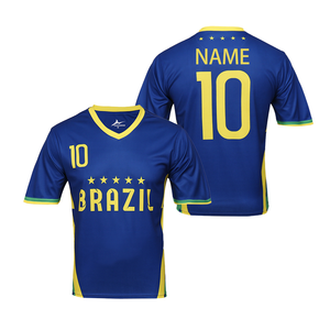 Maglia da <span class=keywords><strong>calcio</strong></span> brasiliana da trasferta con <span class=keywords><strong>stampa</strong></span> a trasferimento termico traspirante maglia da <span class=keywords><strong>calcio</strong></span> con nome personale n. 10 magliette da tifo - Product Image 1