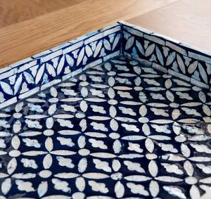 Rectangle vadrouille plateau de service Capiz incrusté plateau à thé pour salon haute qualité bleu nacre plateau pour décor de Table de mariage - Product Image 6