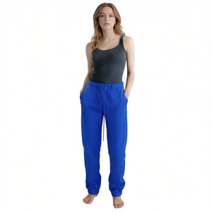 Pantalon de survêtement décontracté en maille pour femme HDJ, bleu roi, taille mi-haute, avec cordon de serrage, coupe ample, longueur intégrale, toutes saisons, mélange polyester-coton - Product Image 1