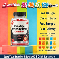 Gommes de créatine monohydrate 5000 mg saveur fraise pour la musculation des adultes, récupération post-entraînement, sans gluten, à prendre quotidiennement