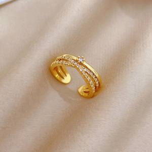 Bijoux Fanhua, anneaux ajustables à trois bandes en acier inoxydable, sans ternissement, avec CZ, très vendus sur <span class=keywords><strong>TikTok</strong></span> - Product Image 4