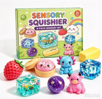 Nouvelle boîte mystère en PVC souple, lot de 8, série mystère, jouets anti-stress compressibles, jouet de décompression à presser, échelle 1/65
