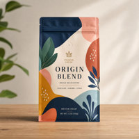 Sachet d'emballage personnalisé à fond plat avec huit soudures latérales pour café et protéines en poudre, sac de stockage imprimé sur mesure avec valve et fermeture éclair