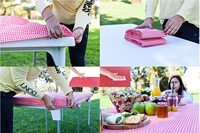 Nappe de table rectangulaire pliante imperméable à l'eau, élastique, rouge et blanche, 6 pieds, à carreaux